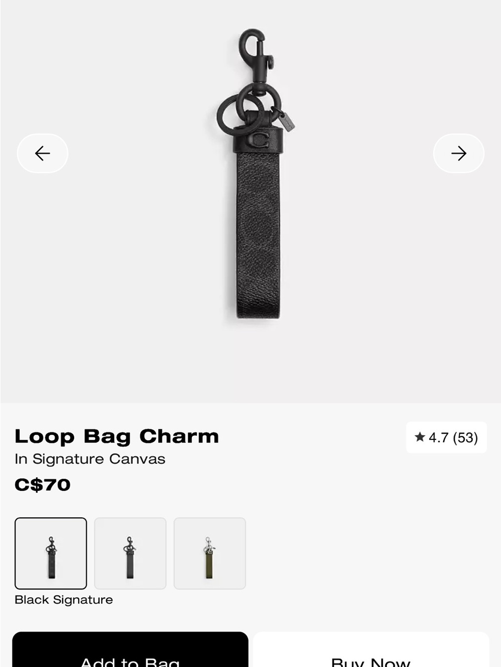Coach Signature Canvas Key Fob charm - Picture 6 of 6